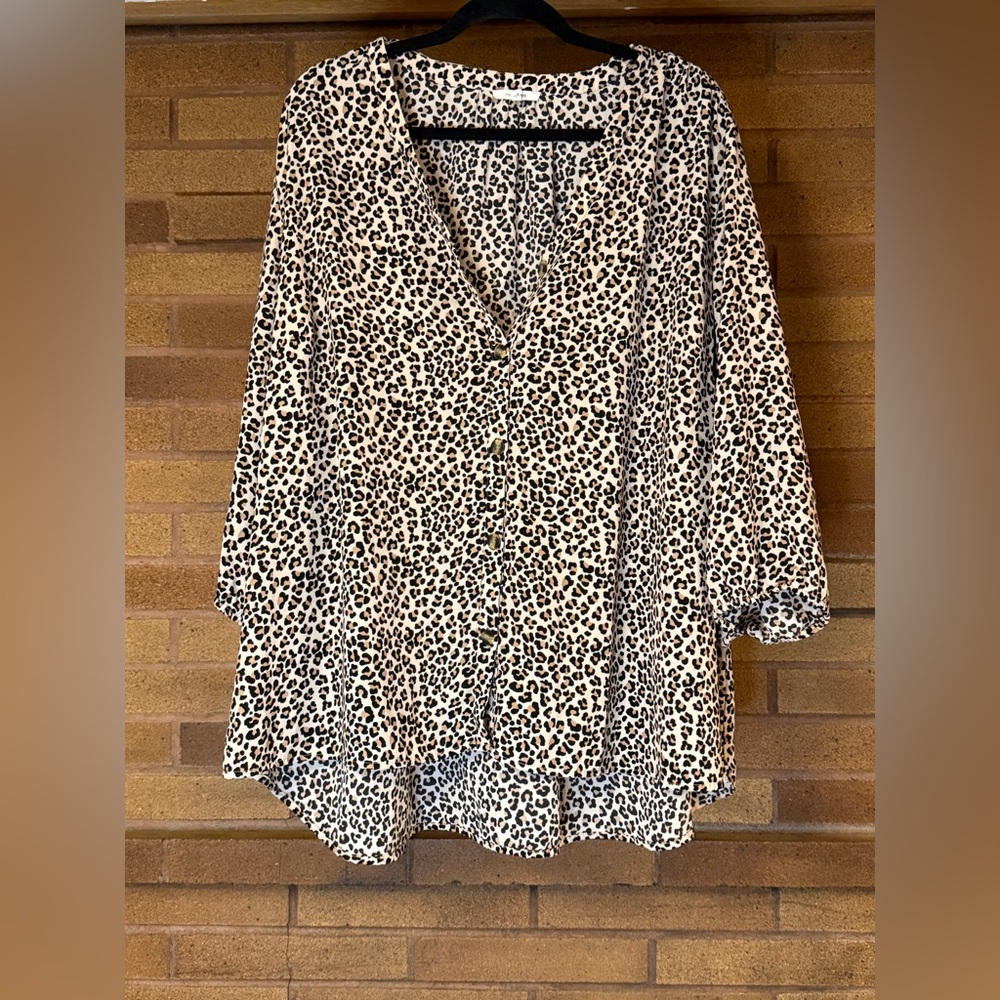 Leopard Print Button Down Blouse